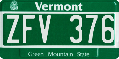 VT license plate ZFV376