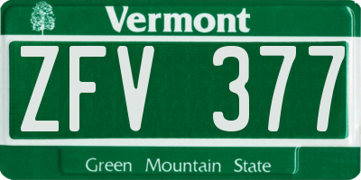 VT license plate ZFV377