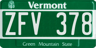 VT license plate ZFV378
