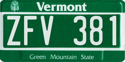 VT license plate ZFV381