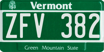 VT license plate ZFV382