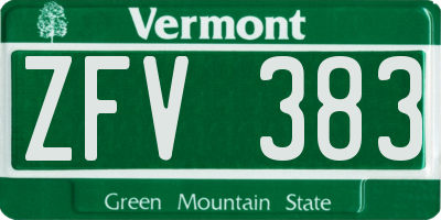 VT license plate ZFV383