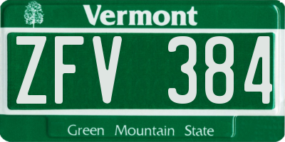 VT license plate ZFV384