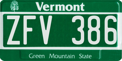 VT license plate ZFV386