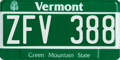 VT license plate ZFV388