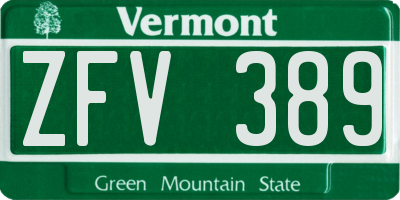 VT license plate ZFV389