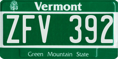 VT license plate ZFV392
