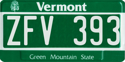 VT license plate ZFV393