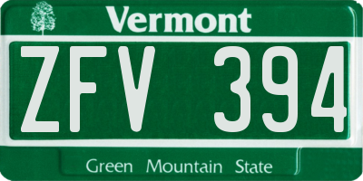 VT license plate ZFV394