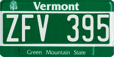 VT license plate ZFV395