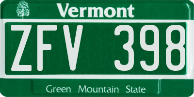 VT license plate ZFV398