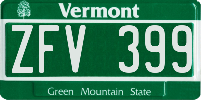 VT license plate ZFV399