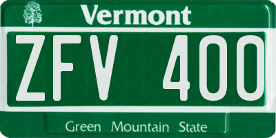 VT license plate ZFV400