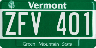 VT license plate ZFV401