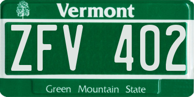 VT license plate ZFV402