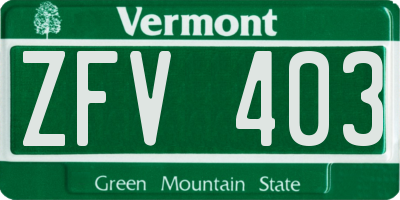 VT license plate ZFV403