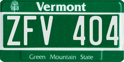 VT license plate ZFV404