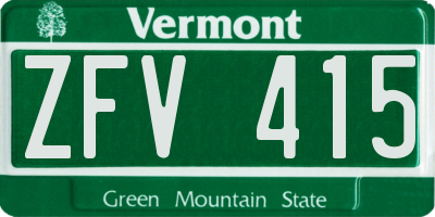 VT license plate ZFV415
