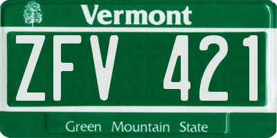 VT license plate ZFV421