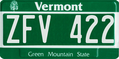 VT license plate ZFV422