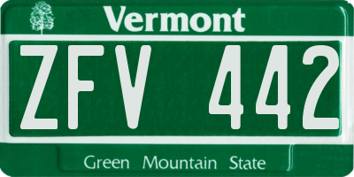 VT license plate ZFV442