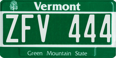 VT license plate ZFV444