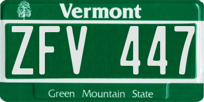 VT license plate ZFV447