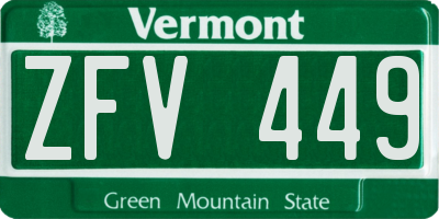 VT license plate ZFV449