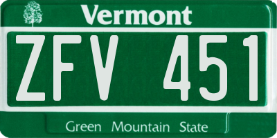 VT license plate ZFV451