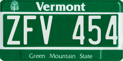 VT license plate ZFV454
