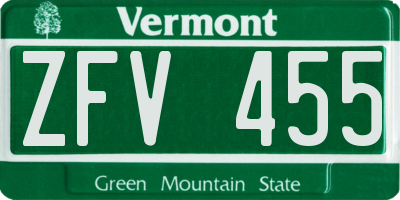 VT license plate ZFV455