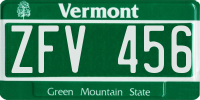 VT license plate ZFV456