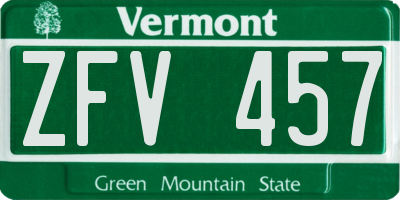 VT license plate ZFV457