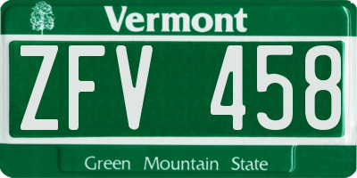 VT license plate ZFV458