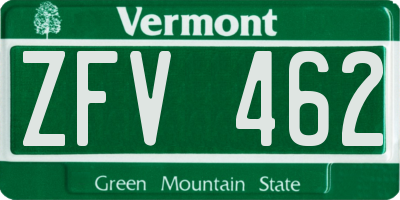 VT license plate ZFV462