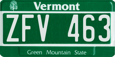 VT license plate ZFV463