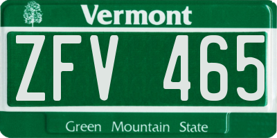 VT license plate ZFV465