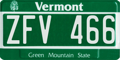 VT license plate ZFV466