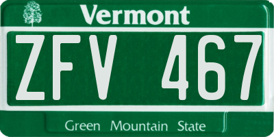 VT license plate ZFV467