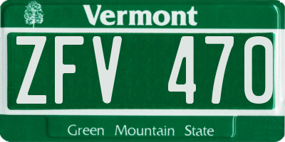 VT license plate ZFV470