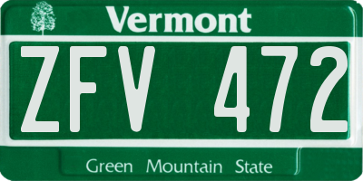 VT license plate ZFV472
