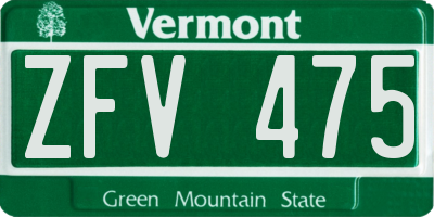 VT license plate ZFV475
