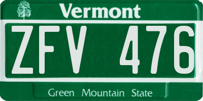VT license plate ZFV476