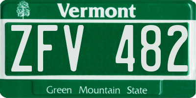 VT license plate ZFV482