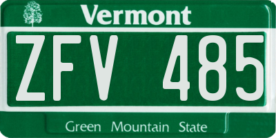 VT license plate ZFV485