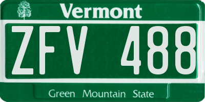 VT license plate ZFV488