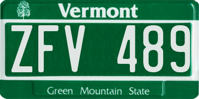VT license plate ZFV489