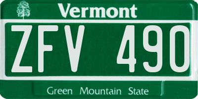 VT license plate ZFV490