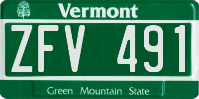 VT license plate ZFV491