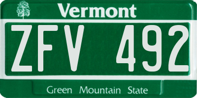 VT license plate ZFV492